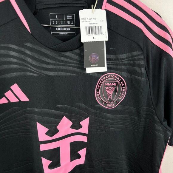 Adidas Inter Miami CF Away Jersey 23/24 Mens Large  Logo Black Pink NWT - Picture 8 of 8